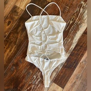 Lulu's White Backless Bodysuit
